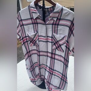 Como Vintage Pink and Black Plaid Shirt